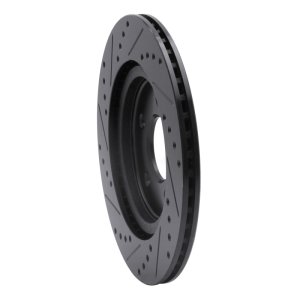 Ford Mustang Brake Rotor (1) - Rear Right - R1 Concepts - Drilled & Slotted - Black - `05-`14